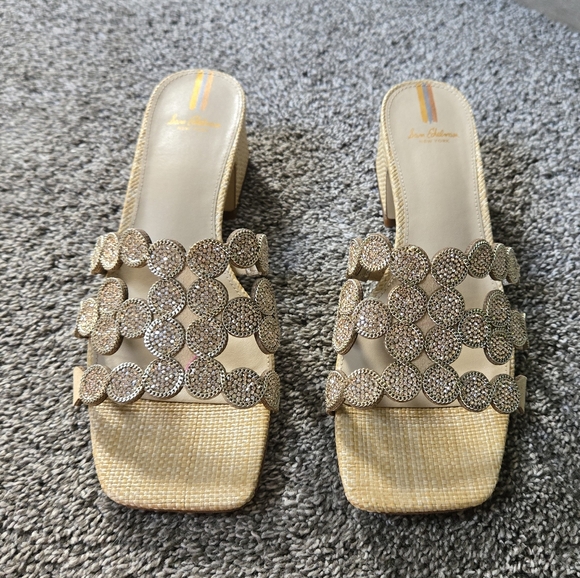 Sam Edelman Winter Square Toe Crystal & Chain Embellished Block Heel Sandal NWB - Picture 12 of 15